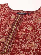Women's Red Printed Kurta SetKC-3370A-Maroon